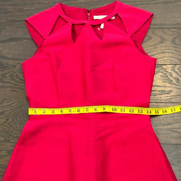 Halston Heritage Fit and Flare Fuchia Pink Cut Out Neck Dress Size 2 - Picture 10 of 12